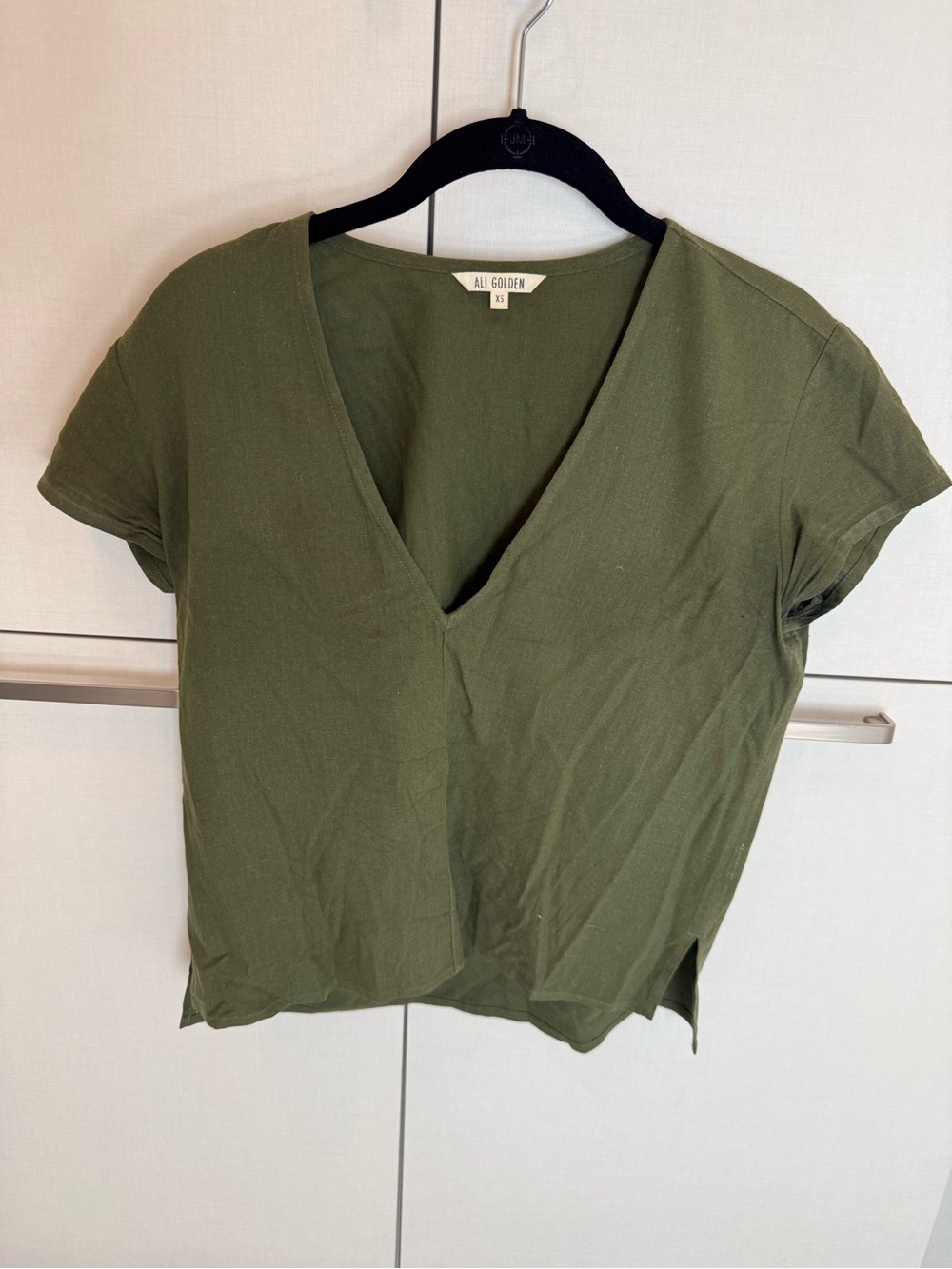 All Golden Olive V-Neck Short Sleeve Tee